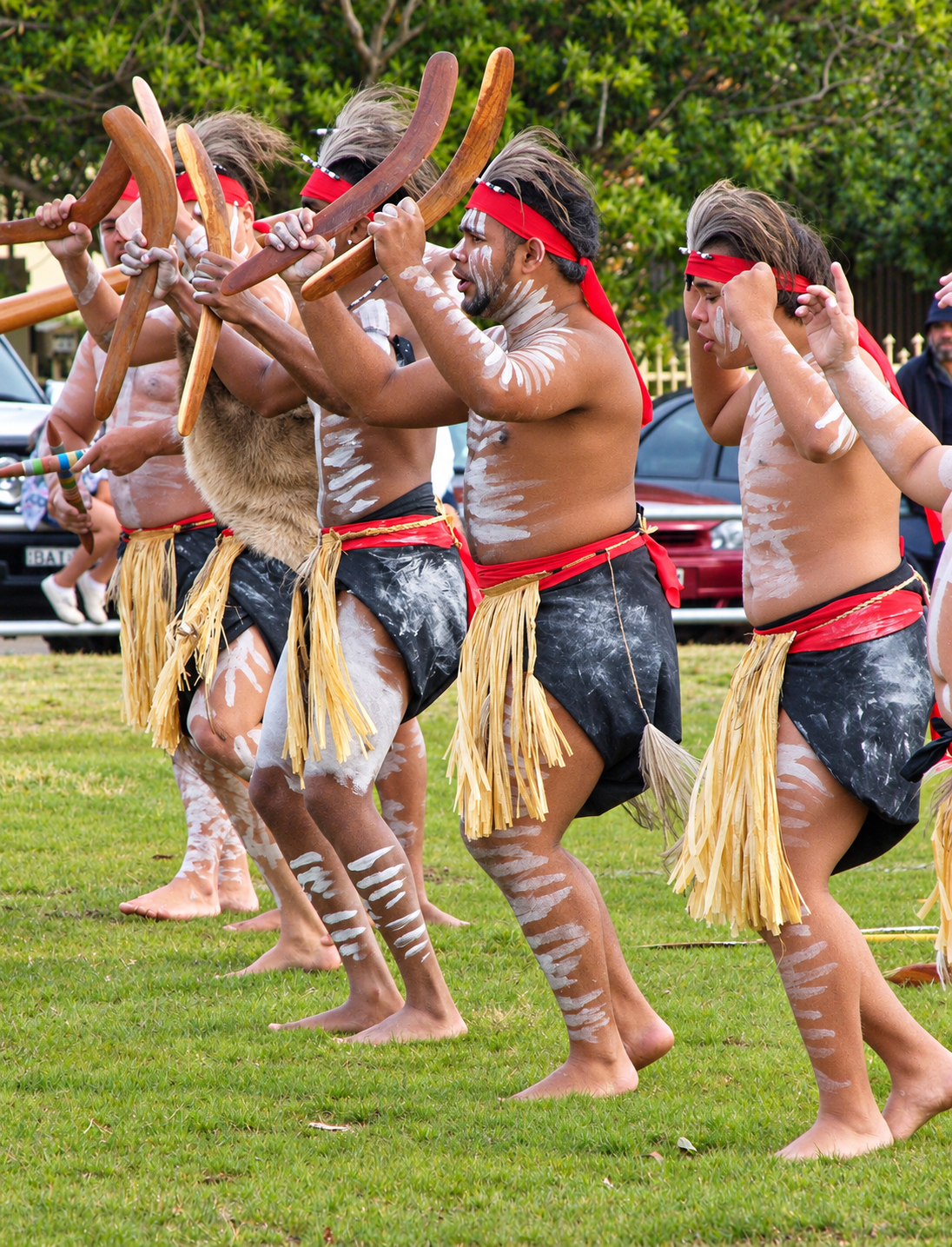Aboriginal dancers at an Aboriginal Dreamtime Team training session for the 2008 Rugby League World Cup, Australia